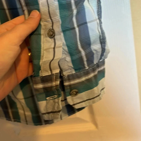 Eddie Bauer men’s blue plaid long sleeve button down shirt size XL - Picture 5 of 9